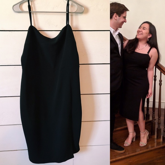 Express Dresses & Skirts - Express Large Fitted Black Dress with Slit